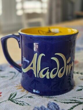 Disney Aladdin Ceramic Mug — Blue Exterior with Yellow Interior